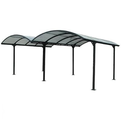 Habrita Carport - Carport Double Aluminium Toit 1/2 Rond Anthracite - 29.10 m²