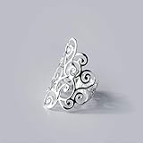 Thumby S925 Silberring Retro Ethnischen Durchbrochenen Musterring Persönlichkeit Übertrieben Offen Zeigefinger Ring Weiblich, S925 Silberring
