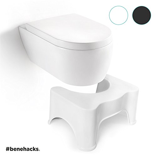 beneproducts® Der Erleichterungshelfer - Toilettenhocker - WC Hocker weiß- Trittschemel - Badhocker - Hocker für Erwachsene & Kinder - für Darmsanierung geeignet - Prävention gegen Darmkrankheiten