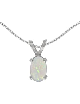 14k Weißgold Oval Opal Anhänger