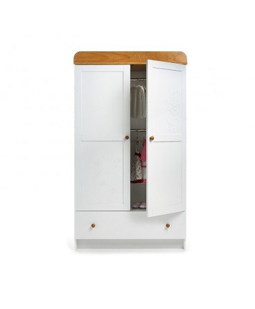 Disney Winnie the Pooh Double Wardrobe - White with Pine Trim
