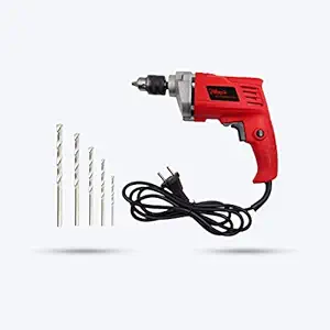Hillgrove HGPD3M3 All Purpose 550W Drill Machine with 5 Drill Bits for Making Holes in Metal/Wood/Concrete with Reverse Rotaion and Variable Speed Pistol Grip Drill (10 mm Chuck Size)