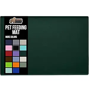 Gorilla Grip Silicone Pet Feeding Mat, Waterproof, Raised Edges to Prevent Spills, Easy Clean in Dishwasher, Dogs and Cats Placement Tray to Stop Food and Water Bowl Messes, 18.5x11.5, Hunter Green