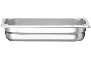 HENDI Recipiente GN 1/3,contenedor GN,apilable,resistente a Temperaturas de -40° a 300°C,apto para hornos,congeladores,calientaplatos,baño María,2,5L,325x176x(H) 65mm,acero inoxidable 18/10