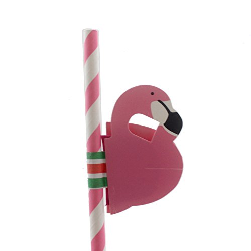 ipalmay 3D Flamingo Cocktail Trinken Papier Trinkhalme, Einweg biologisch abbaubar, 19,7 cm, 100 Stück - 2