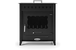 MAESTRO FERRETERO PRENSA Stove - Poêle à Bois avec Petit Four TIMANFAYA 2 – 14,3 KW – Acier 4 mm – Sortie Arrière – ECODESIGN 2022 – Idéal pour Grands espaces