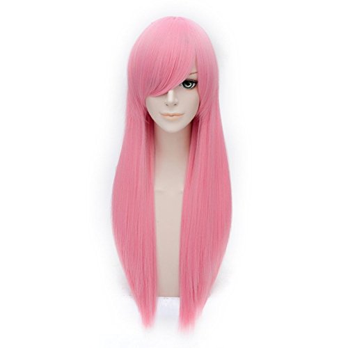70cm Light Pink Long Synthetic Anime Women Lolita Straight Cosplay Wig