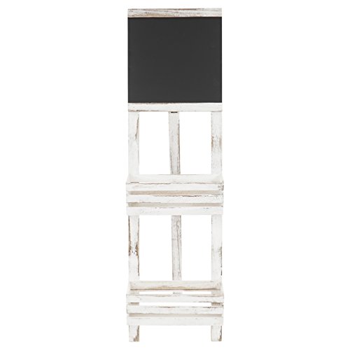 Pflanzregal mit Tafel, Standregal Blumenständer, 117x34x58cm Shabby-Look Vintage ~ weiß - 3