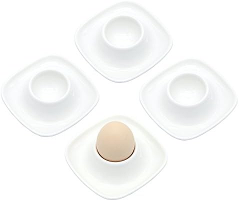 Lofekea Egg Cups, Set of Four White Porcelain Egg Cups Cermic Egg Holders - Gifts for Kitchen
