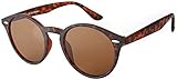 mode der 40er 50er und 60er-jahre RUNDE UNISEX SONNENBRILLE: Die neue La Optica Vintage Sonnenbrille ist eine Braun / Leo farbene Retro Sonnenbrille im angesagten John Lennon Hippie Style für Männer und Frauen. Die Kreis förmige Sonnenbrille kann perfekt als Damensonnenbrille und Herrensonnenbrille getragen werden. Das Spiegelglas ist flach und sorgt somit für einen stärkeren Effekt. Die runde Form liegt aktuell voll im Trend und eignet sich somit besonders für Parties, Festivals & Instagram Posts.