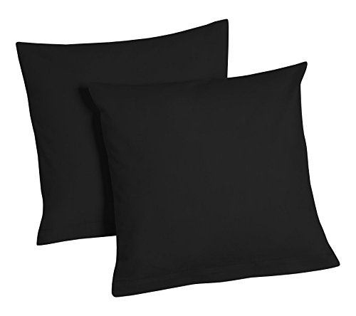Kissenhüllen Kissenbezüge Renforcé 40×40 cm 2er-Set (Schwarz) - 2