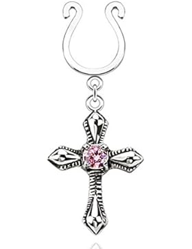 Paula & Fritz® Fake Brustwarzenpiercing Clip aus Edelstahl Chirurgenstahl 316L...