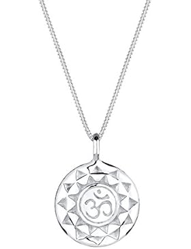 Elli Damen-Kette mit Anhänger Om Edelsteinkette Karma 925 Silber 45 cm