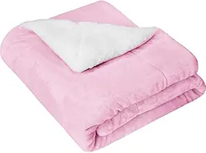 BSB HOME Baby Boys and Baby Girls Luxury Flannel Sherpa Heavy Winter Blanket/Wrapping Sheet for Babies/Kids (Baby Pink, 0-5 Years)