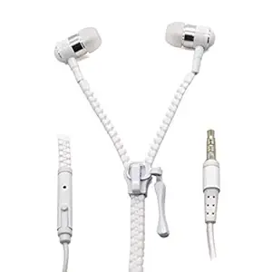 Adijyo Wired Zipper Earphone Earbuds in Ear Zip Wired Headset 3.5Mm Zip Earphone with Microphone