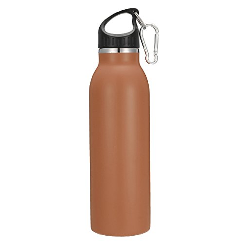 KING DO WAY 20oz/600ML 8 Farbe Edelstahlflasche mit Karabiner und Sport Cap Classic | Trinkflasche Thermosflasche Wasserflasche aus 18/403 Edelstahl | Auslaufsichere Vakuum-isolierte Sportflasche BPA Frei | Khaki - 2