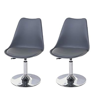 Mendler 2X Chaise pivotante Malmö T501, réglable en Hauteur, Similicuir ~ Gris foncé