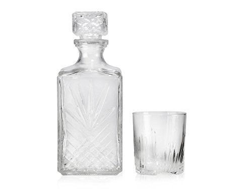 Whiskyglas-Set-mit-Karaffe-und-Deckel-von-Bormioli-Dekanter-Kristallglas-1Liter-Karaffe-280ml-Glas