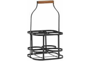 AUBRY GASPARD Panier Bouteilles en métal et Bois 4 Bouteilles