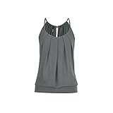 ❤ Diese lässige bluse mit Sling-Design, rundem Ausschnitt mit Knopfverschluss und einem Fasion-Design. Leichtes und nicht elastisches Gewebe. Locker geschnittene Silhouette.