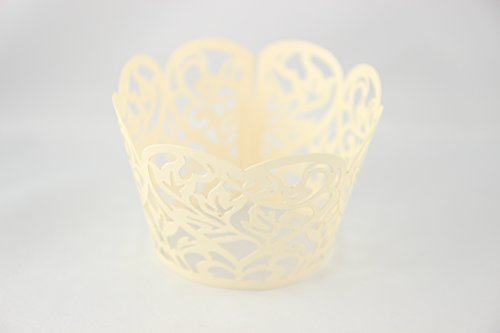Elfenstall Cupcake / Muffin Papierförmchen – Zierumrandung – Dekorand “ Herzen Herzmuster Liebe Love “ 12 Stück für Geburtstage Hochzeiten Kommunion Konfirmationen Ostern Partys oder Feste (creme / ivory) - 2