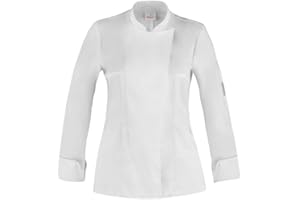 GIBLOR'S - Giacca Celine Donna per Chef, Cuoco, in Cotone Elasticizzato, Collo Coreano, Disponibile in Diversi Colori e Dimensioni