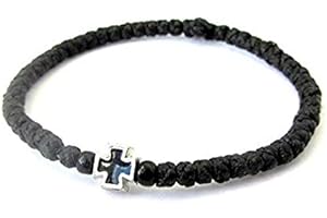 ICONSGR Cordón de oración artesanal cristiano ortodoxo con 33 nudos, color negro - 5608B