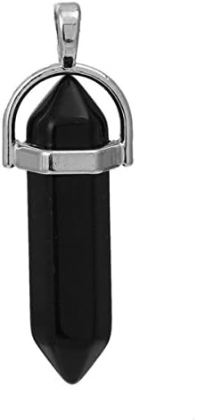 1 x Natural Black Stone Crystal Healing Point Chakra Cut Gemstone Pendant Reiki Necklace - LB75383