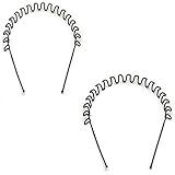 mahek accessories Zigzag Wave Black Metal Unisex Hairband Pack of 2