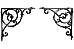 HomeZone® Pair of Large Victorian Cast Iron Wall Metal Shelf Brackets Supports Heavy Duty Ornate Vintage Scroll Design Cast Iron Wall Brackets for Shelves Home and Garden.