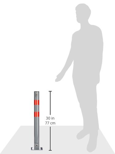 Relaxdays Absperrpfosten rund H x B x T: 65 x 15 x 13 cm Sperre von Parkplatz oder Durchfahrt klappbarer Pfeiler mit 3 Schlüsseln für Schloss als Pfosten mit roten Warnstreifen, anthrazit