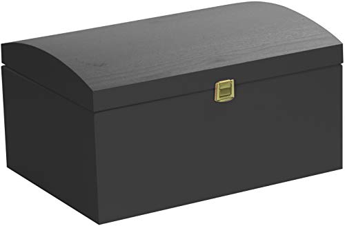 LAUBLUST Große Holztruhe Gewölbter Deckel - 35x25x19cm, Schwarz, FSC® | Allzweck-Kiste aus Holz - Aufbewahrungskiste | Deko-Kasten | Erinnerungsbox | Geschenk-Verpackung | Spielzeug-Truhe