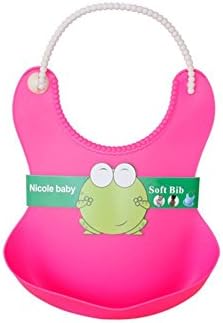 Waterproof Weaning Baby Bibs,Kidlife Silicone Feeding Toddler Adjustable Apron with Food Catcher for Boys and Girls (Pink)