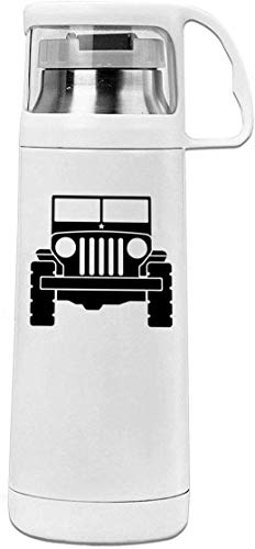 Bestqe Borraccia in Acciaio Inox,Termica Isolamento Jeep 11.8oz Travel Vacuum Insulated Water Bottle Cover Cup Stainless Steel Thermos Cup