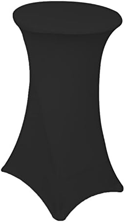 32 Inch /24 Inch Spandex Cocktail Tablecloth Fitted Table Cover Fit Round Folding Table Dry Bar Bistro Table Cover (24inx43in, Black)
