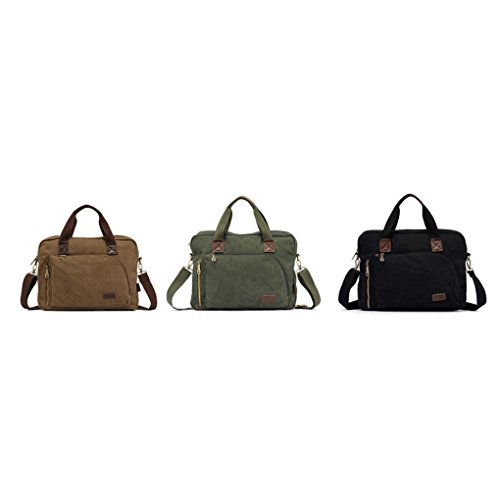 FakeFace Herren Satchel Schultasche Umhängetasche aus Canvas Segeltuch Schultertasche Messenger Bag Cross-Body Tasche Laptoptasche 13-14 Zoll iPad 41 x 30 x 9 CM (Khaki) - 6