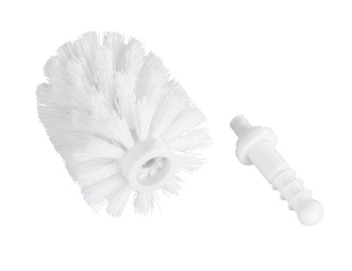 WENKO 15079512 Ersatzbürste WC-Garnitur Weiß Ø 8,5 cm - WC-Bürstenhalter, mit Adapter, Kunststoff, 8.5 x 9.3 x 8.5 cm, Weiß