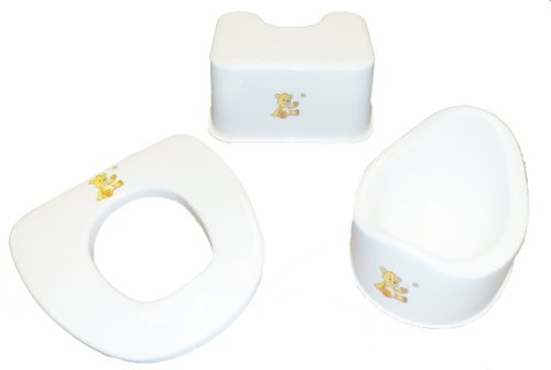 Baby Best Buys Three Piece Basic Toilet 3 in 1 Toilet Training Set : WHITE : Toilet Seat Has Adjustable Arms