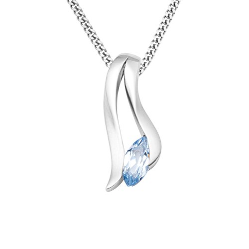 Miore Damen Halskette 925 Sterling Silber Blau Topas Zirkonia Anhnger 45cm Kette MSAE010N