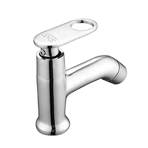 SPAZIO Prime Brass Chrome Finish Deck Mounted Foam Flow Cock Pillar Tap Faucet (Silver, Centerset Installation Type)