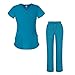 Produktbild Adar Universal Damen Scrub Set – Mock Wrap Scrub Top und Straight Leg Scrub Pants - blau - XX-Small