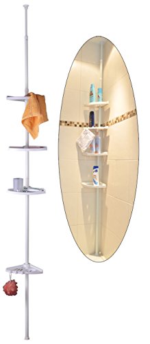 Badregal weiß 4 Fächer Teleskop Regal Eckregal Duschregal 110-250 cm Höhe NEU