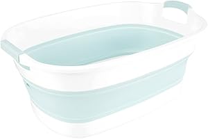 PCAPZZ Dog Bath Tub 53 X 37 X 24 Cm Multifunctional Foldable Dog Pool Pet Bathtub with Drainage Hole Portable Collapsible Laundry Basket Storage Container Organizer Dog Paddling Pool (Blue)