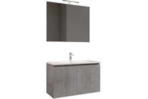 Mama Store ATENA2 80, Mobile 2 ante 80 cm, Grigio Cemento, L. 81 X P. 47 X H. 53 CM