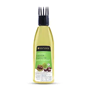Soulflower Cold-Pressed Castor Oil | Hair Growth, Skin Nourishment, Eyebrows & Eyelashes, Nails | Castor Seeds, Vitamin E | Pure & Natural, Ecocert Cosmos Organic Certified, 120ml