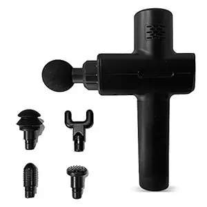 AGARO Polo Deep Tissue Percussion Massage Gun for Muscle Soreness & Recovery, 6 Speeds & 5 Heads (Black), Back, Leg & Foot