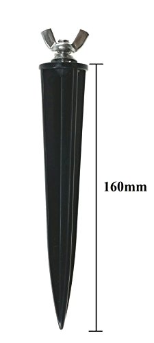 Trango 2er Pack Garten-Erdspieß aus schwarzem Kunststoff, Lampenhalter, Spike Strahlerspieß Gartenspieß TGGS2 - 2
