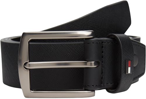 Tommy Hilfiger Uomo Cintura Denton 3,5 cm in Pelle, Nero (Black), 110 cm