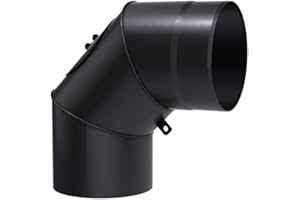 KRATKI Insert de cheminée Tuyau coudé mobile fi 200 mm Réglable à 90 degrés pour le raccordement aux conduits de fumée existants 3 sections avec nettoyage Couleur noire