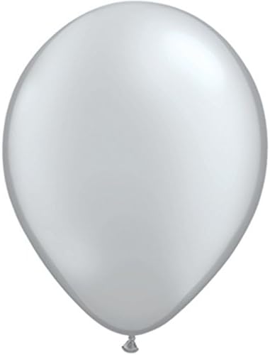 Party birthday wedding Valentine's Day christmas PEARLISED HELIUM QUALITY LATEX BALLOONS (Pack of 12, Met Silver)